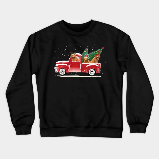 Christmas Truck Pick Up Tree Funny Dog Lover Crewneck Sweatshirt by MonataHedd